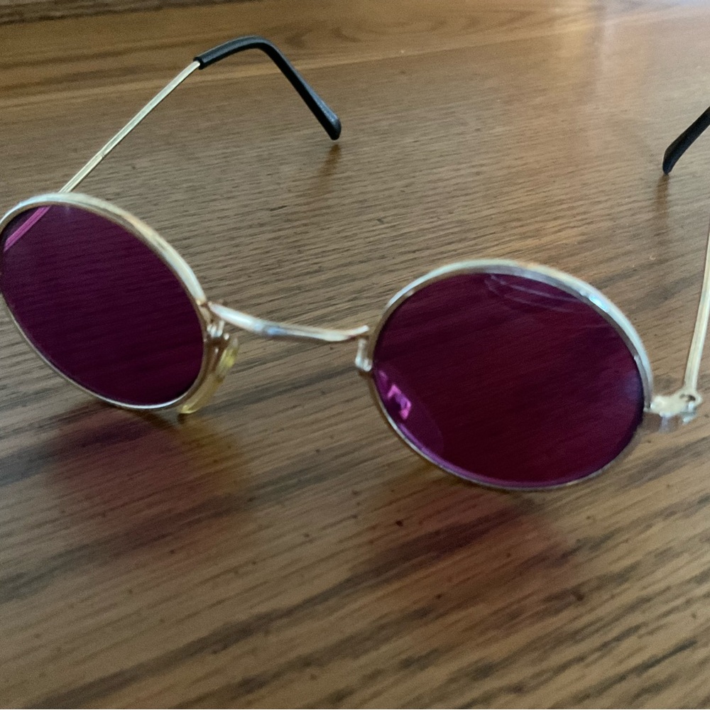 Retro child’s Round Gold Frame Sunglasses with Purple Lenses